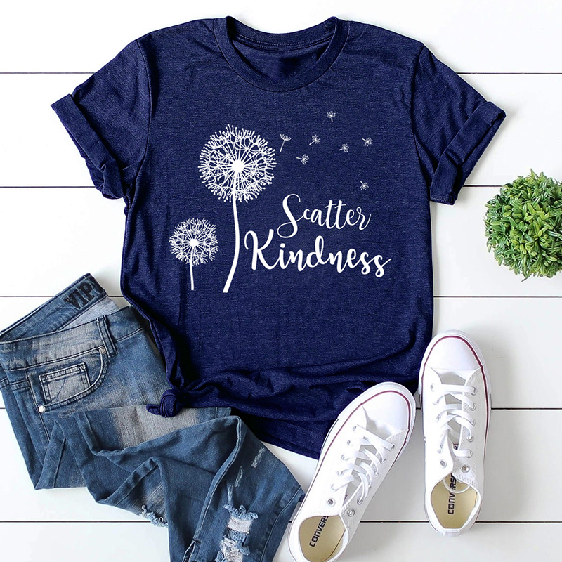 

Lovely Casual O Neck Print Navy Blue T-shirt