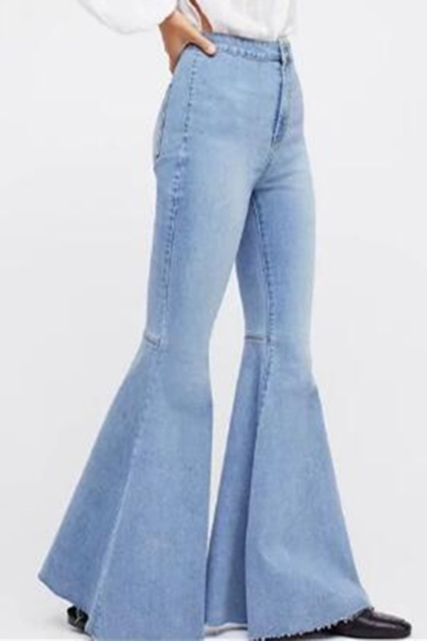 

Lovely Retro Flared Baby Blue Jeans