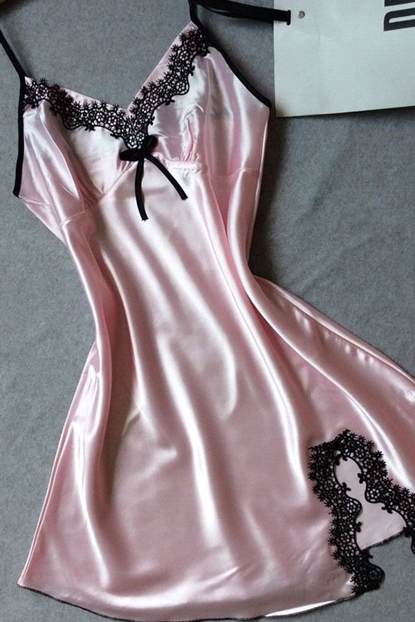 

Lovely Trendy Lace Hem Cameo Brown Sleepwear