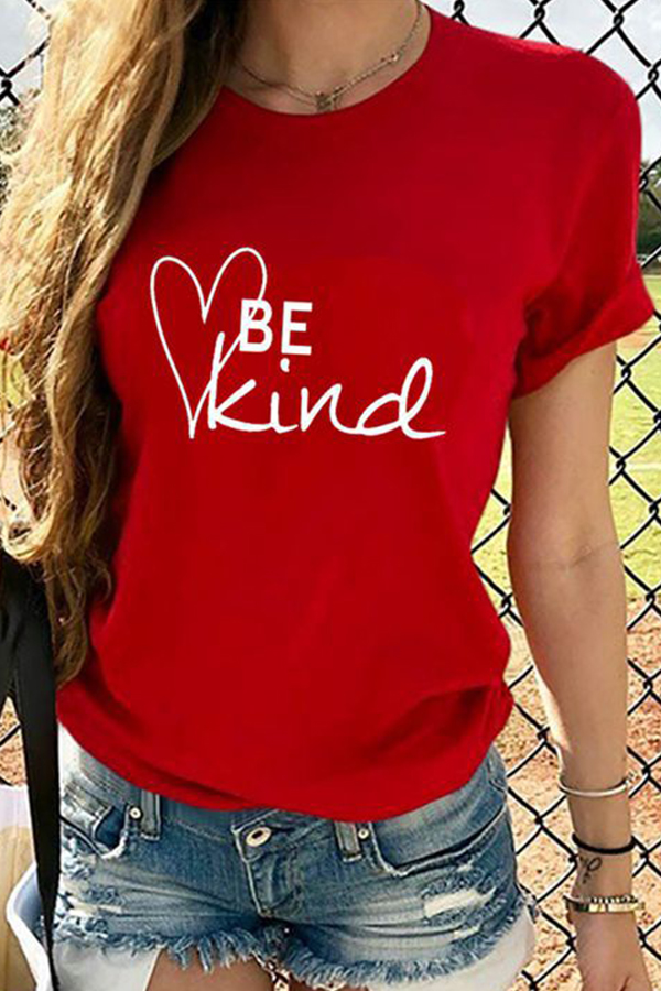 

Lovely Casual Letter Print Red T-shirt