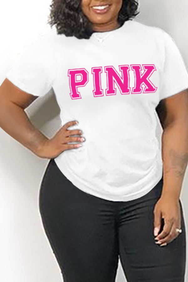 

Lovely Casual O Neck Letter Print White T-shirt