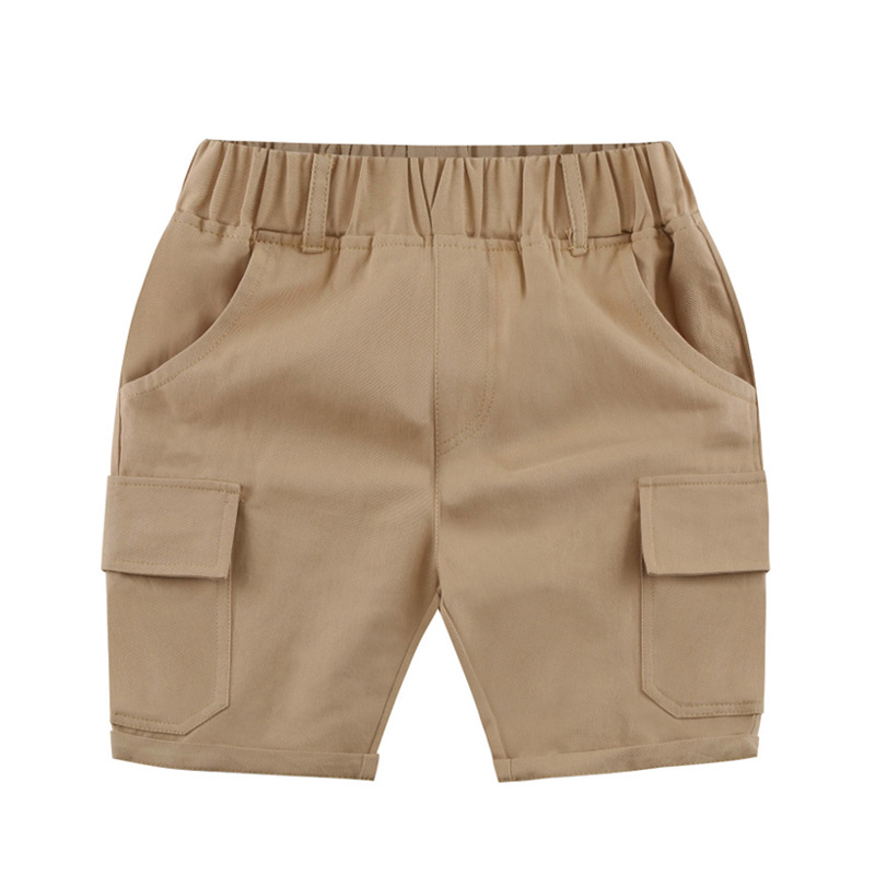 

Lovely Casual Pocket Patchwork Khaki Boys Shorts