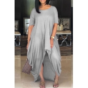 Lovely Casual Loose Grey Mini Dress
