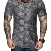 Lovely Casual V Neck Print Silver T-shirt