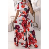 Lovely Casual Floral Print White Maxi Dress