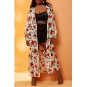 Lovely Plus Size Print White Cover-up