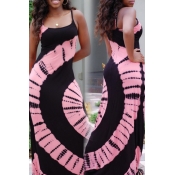 Lovely Casual  Print Pink Maxi Dress