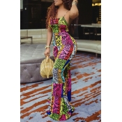 Lovely Trendy Hollow-out Print One-piece Jumpsuit