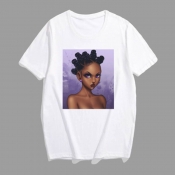 Lovely Leisure Print Purple Plus Size T-shirt