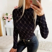 Lovely Casual Print Black Base Layer