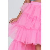 Lovely Sweet Asymmetrical Pink Skirt