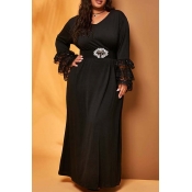 Lovely Casual Patchwork Black Ankle Length Plus Si