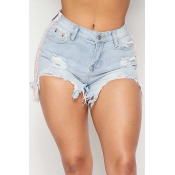Lovely Casual Broken Holes Blue Shorts