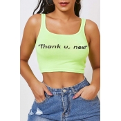 Lovely Casual Letter Green Camisole