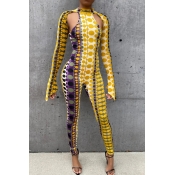 Lovely Trendy Print Yellow One-piece Jumpsuit