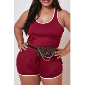 Lovely Sportswear Basic Red Plus Size One-piece Ro