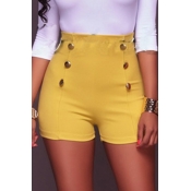 Lovely Trendy Buttons Design Yellow Shorts