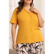 Lovely Leisure Print Yellow Plus Size Two-piece Pa