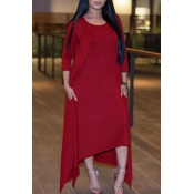 Lovely Casual Asymmetrical Red Maxi Dress