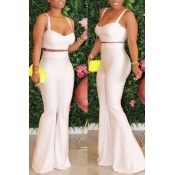 Lovely Casual Basic White Two-piece Pants Set