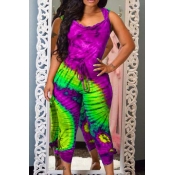 Lovely Bohemian Print Purple One-piece Jumpsuit