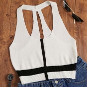 Lovely Casual Zipper Design White Camisole