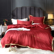Lovely Cosy Patchwork Wine Red Bedding Set