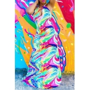 Lovely Bohemian Print Multicolor Maxi Dress