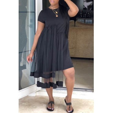 black knee length t shirt dress