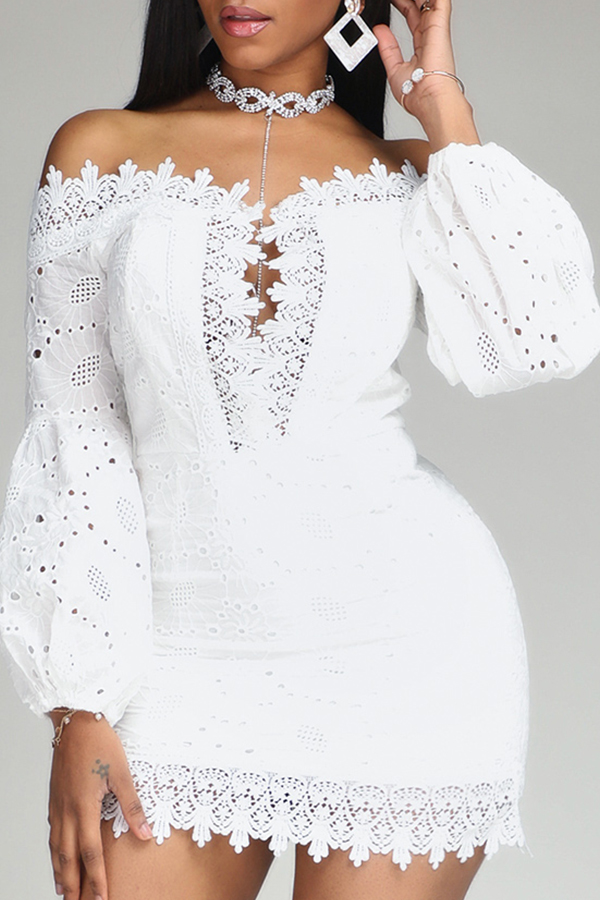Lovely Sweet Patchwork White Mini Dress