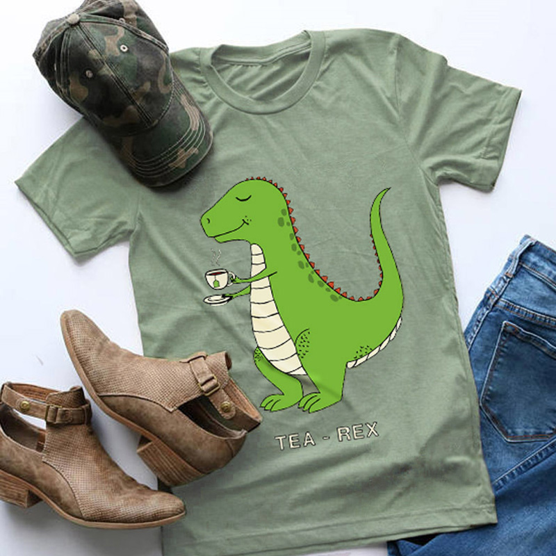 

Lovely Casual O Neck Cartoon Print Army Green Plus Size T-shirt