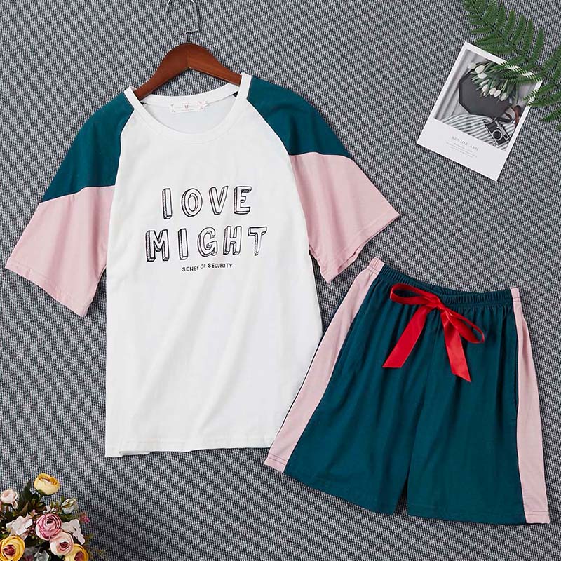 

Lovely Leisure Cartoon Print Blue Sleepwear