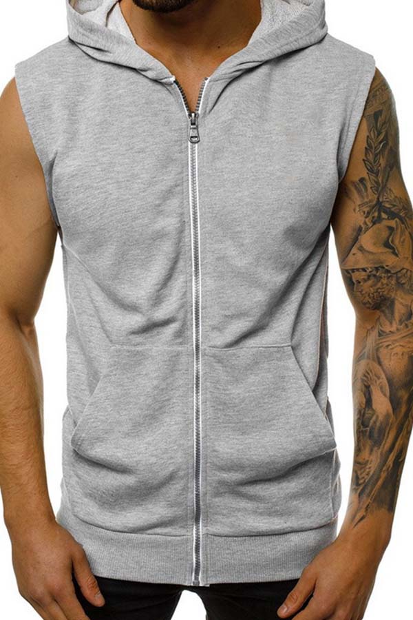 

Lovely Sportswear Zipper Design Grey Vest
