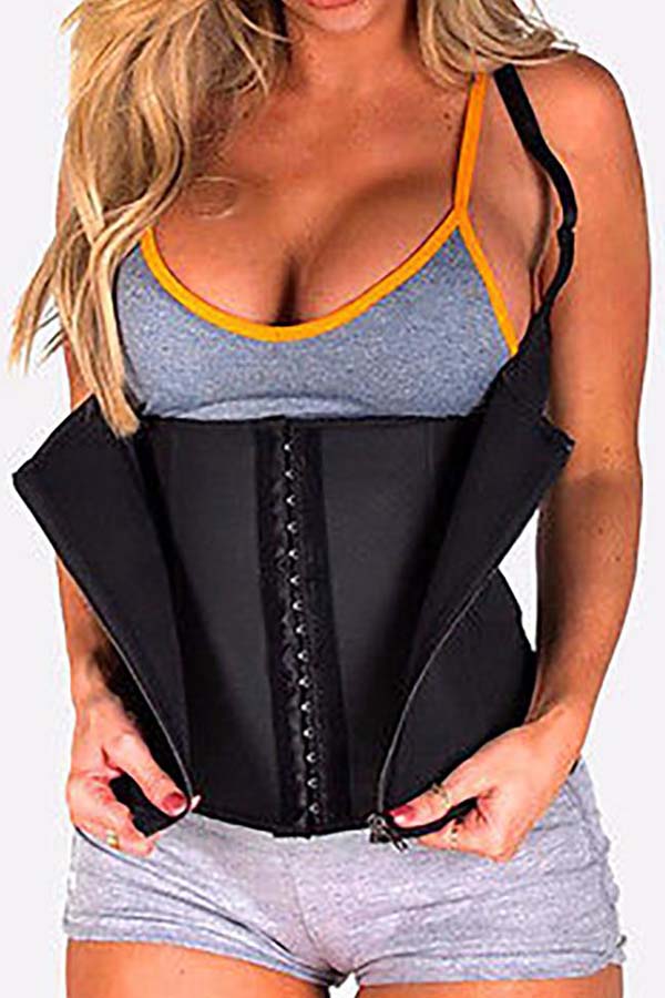 

Lovely Sportswear Zipper Design Black Bustiers