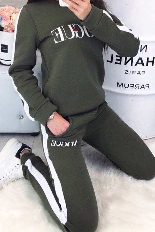 

Lovely Trendy Letter Print Green Loungewear