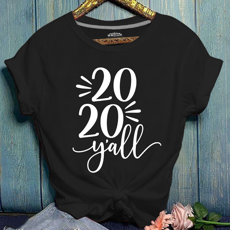 

Lovely Ccasual O Neck Print Black T-shirt