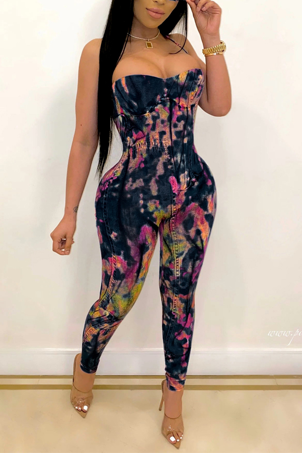 

Lovely Trendy Print Black One-piece Jumpsuit