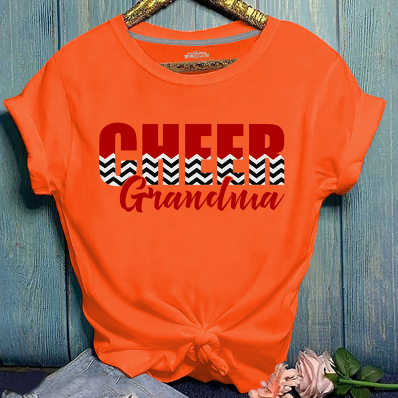 

Lovely Leisure O Neck Letter Print Orange Plus Size T-shirt
