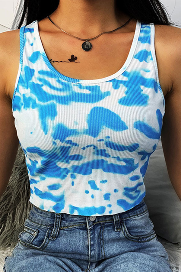 

Lovely Stylish Tie-dye Blue Camisole