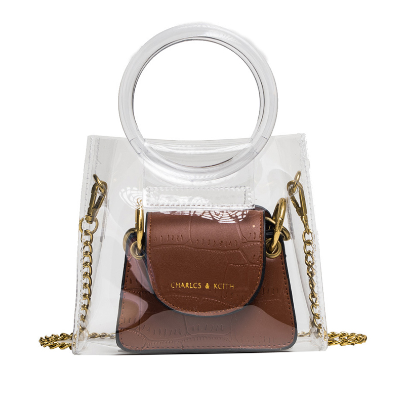 

Lovely Sweet See-through Brown Crossbody Bag