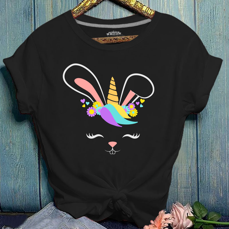

Lovely Casual O Neck Cartoon Print Black Plus Size T-shirt