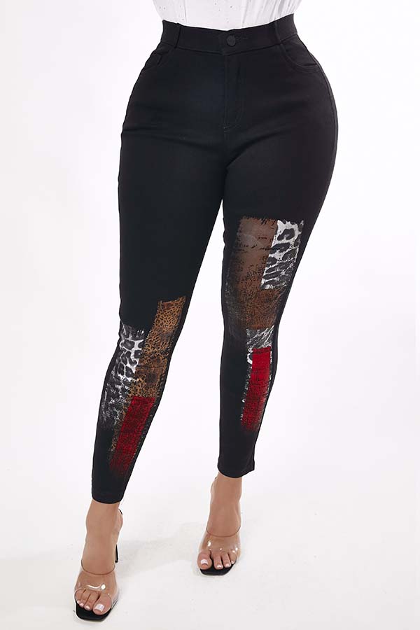 

Lovely Casual Print Black Jeans