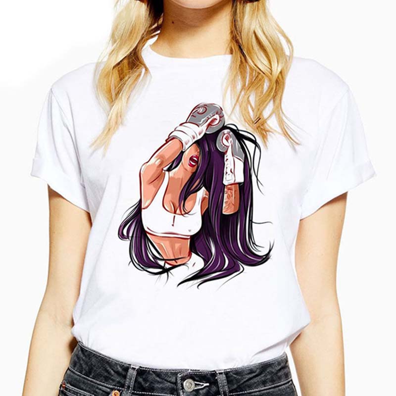 

Lovely Casual O Neck Cartoon Print White Plus Size T-shirt