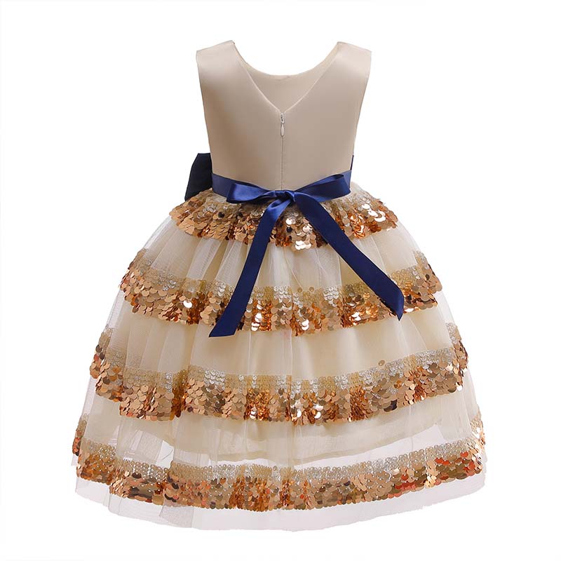 

Lovely Sweet Layered Cascading Ruffle Apricot Girl Knee Length Dress