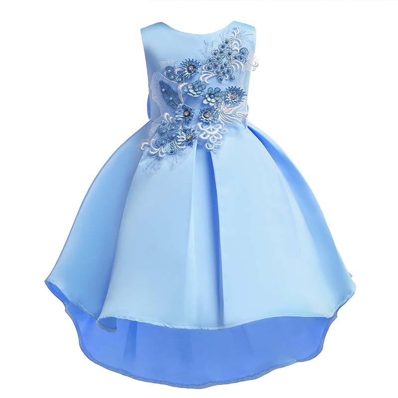 

Lovely Trendy Embroidered Design Skyblue Girl Knee Length Dress