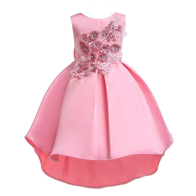 

Lovely Trendy Embroidered Design Pink Girl Knee Length Dress