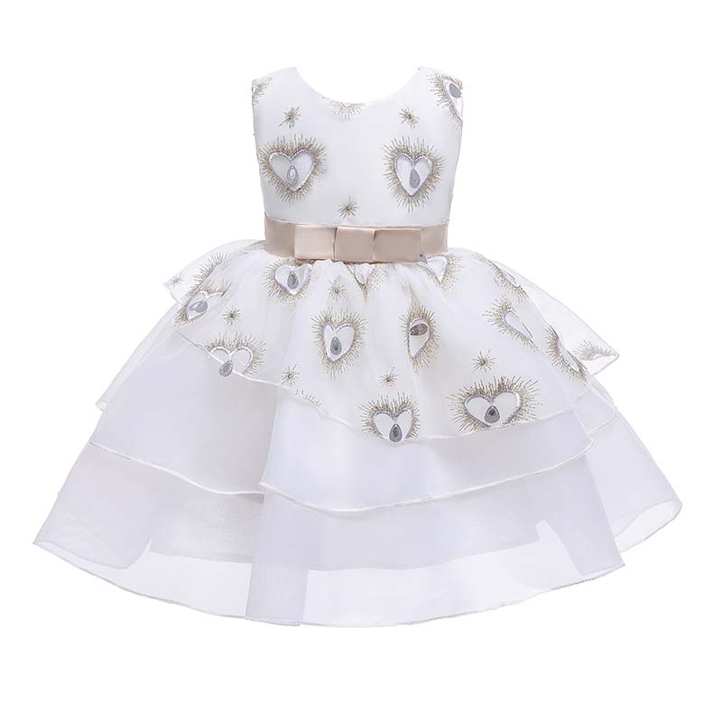 

Lovely Sweet Layered Cascading Ruffle White Girl Knee Length Dress