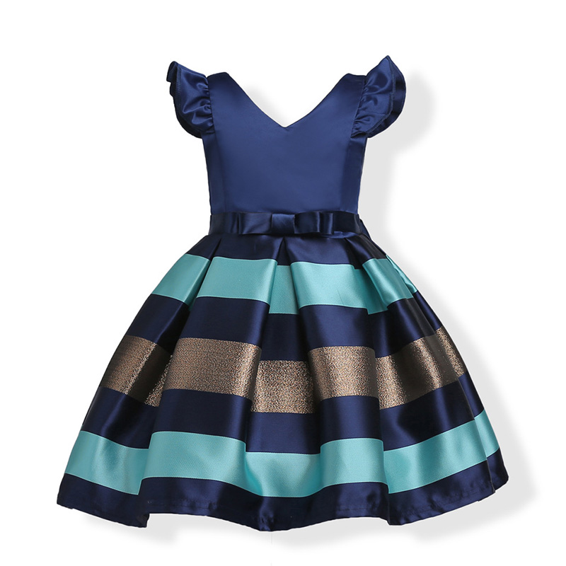 Lovely Trendy Patchwork Blue Girl Knee Length Dress
