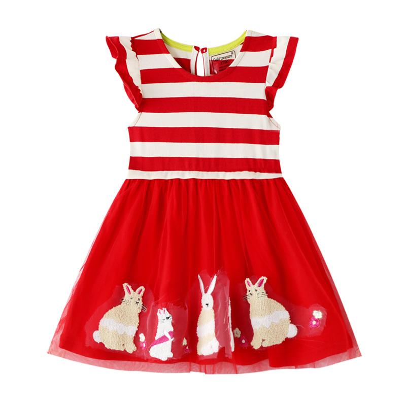 

Lovely Sweet Striped Red Girl Knee Length Dress