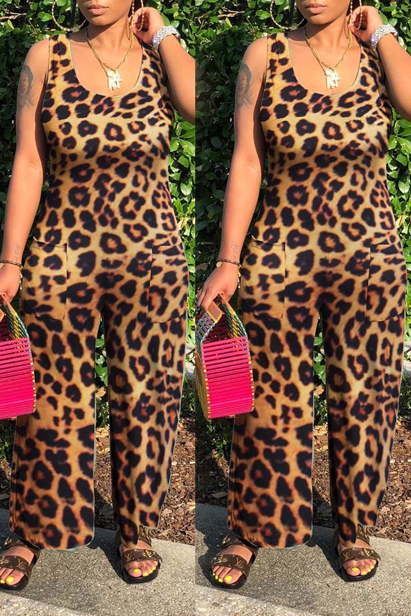 

Lovely Leisure Leopard Print One-piece Jumpsuit